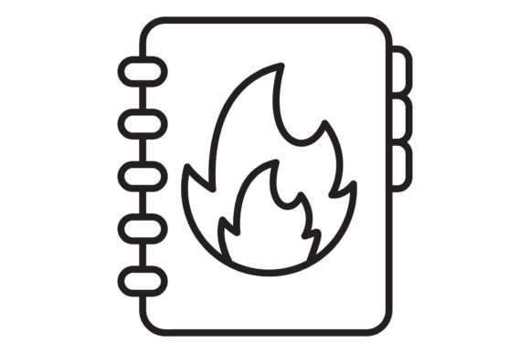 Book Icon Fire Design Black Line Vector: A Strong Graphic Design Freebie for Creative Branding