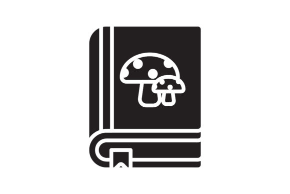 Book Icon Mushroom Design Black Filled – A Versatile Freebie for Handmade Creations
