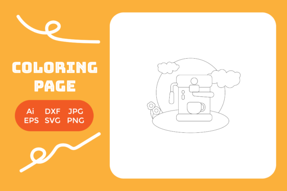 Coloring Page - House Coffee Machine Sun: A Versatile Graphic for Creative Projects