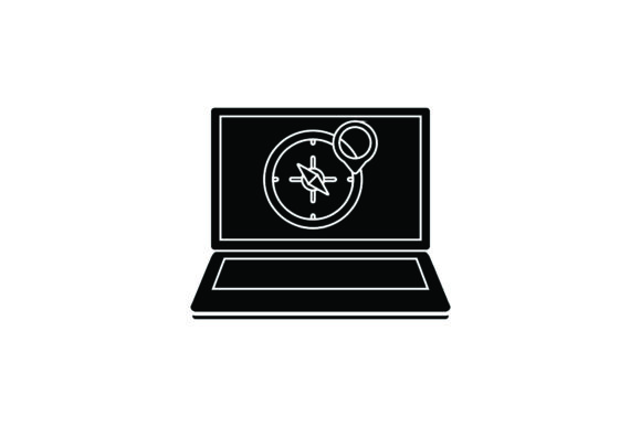 Cute Icon Laptop Compass Black Filled – A Must-Have Graphic for Handmade Creations