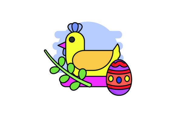 Easter Cute Icon Chicken Color Outline: A Versatile Graphic Design Asset for Content Creators