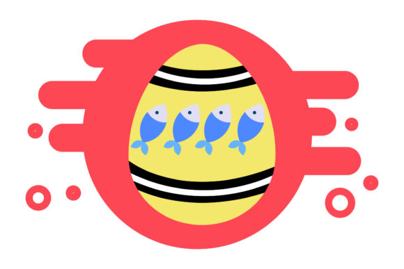 Easter Icon Art Egg Fish Design Vector: A Festive Graphic Freebie for Local Branding