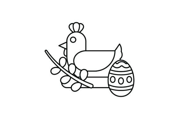 Easter Icon - Chicken Coloring Page: A Vibrant Graphic Freebie for Seasonal Design Projects