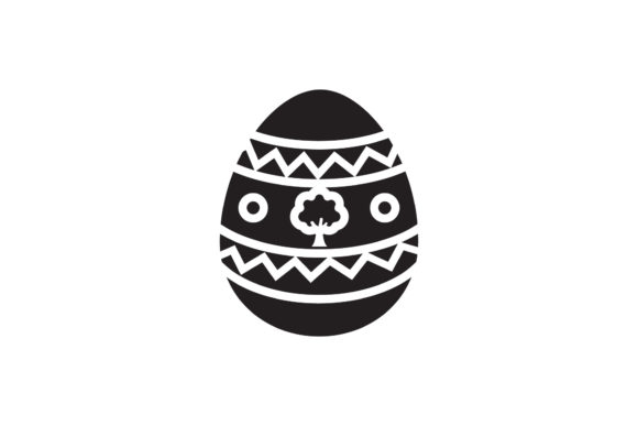 Easter Icon Design Egg Tree Black Filled – A Festive Freebie for Local Branding