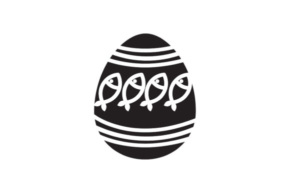 Easter Icon Egg Fish Design Black Filled: A Versatile Graphic for Branding and Marketing