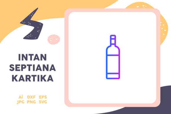 Easter Icon Wine Bottle Line Gradient for Embroidery Projects