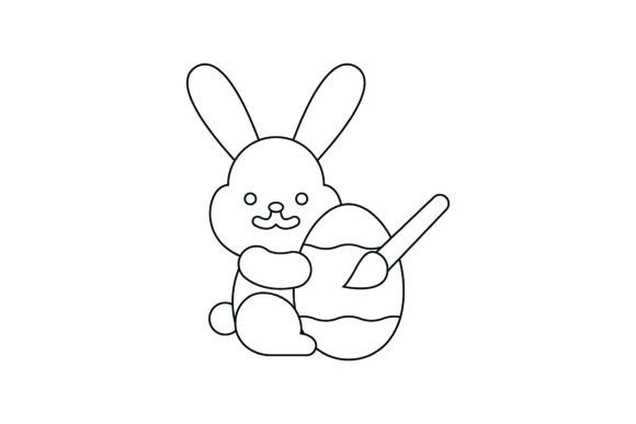 Flat Icon Easter Bunny Coloring Page – A Versatile Graphic Freebie for Digital Sellers