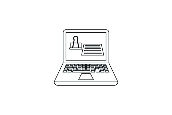 Flat Icon Laptop Clip Coloring Page – A Versatile Graphic for Handmade Creations