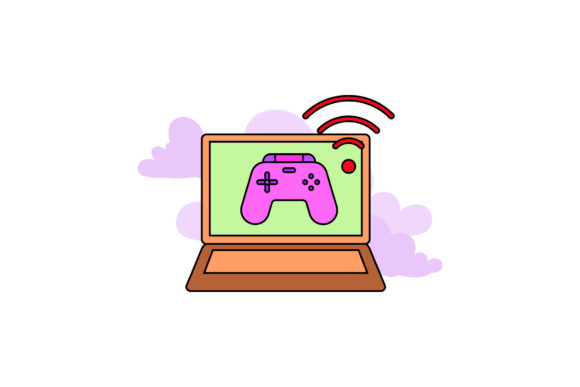 Flat Icon Laptop Joystick Color Outline – A Versatile Graphic Design Freebie for Content Creators