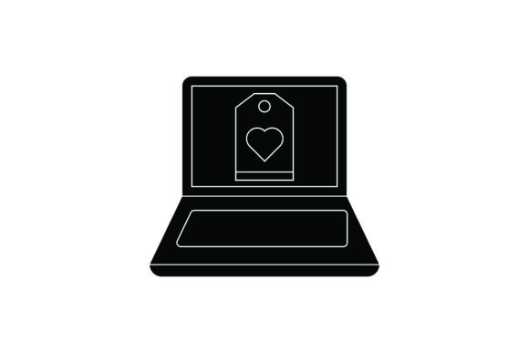 Flat Icon Laptop Label Black Filled: A Versatile Graphic for Creative Projects