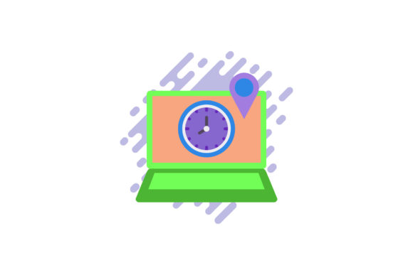 Flat Icon Laptop Location Compass Purple Review