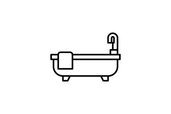 House Icon Bathtub Shower Line Black – A Versatile Graphic for Handmade Projects