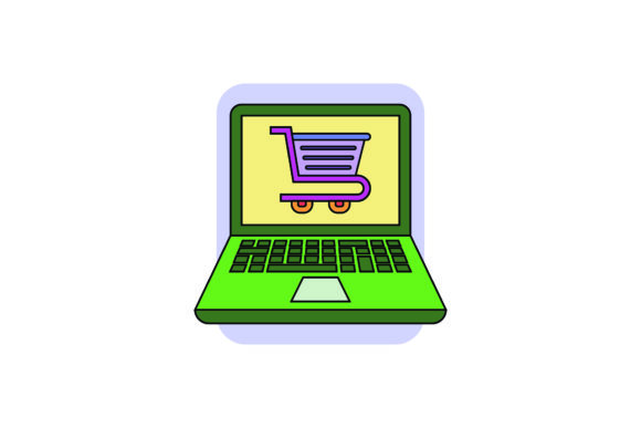 Laptop Icon Cute Shopping Color Outline Review