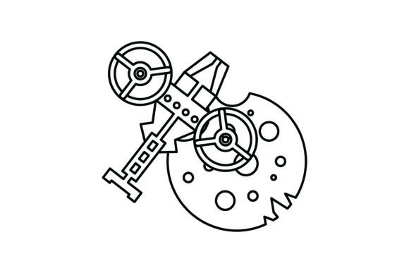 Space Icon Cute Plane Coloring Page for Embroidery Projects