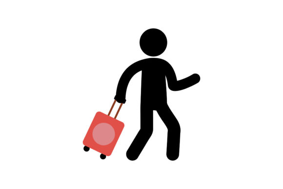 Travel Icon Human Bring Suitcase Design – A Versatile Graphics Freebie for Creative Projects