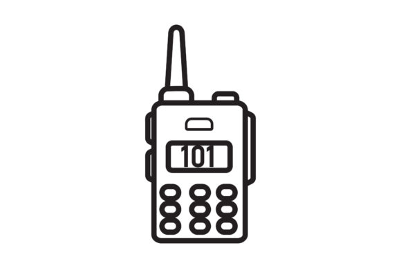 Travel Icon Walkie Talkie Black Line Art Review for Embroidery Projects